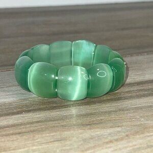 Green Chunky Beaded Bracelet Women’s Stretch Classiccore Minimalist Mermaidcore